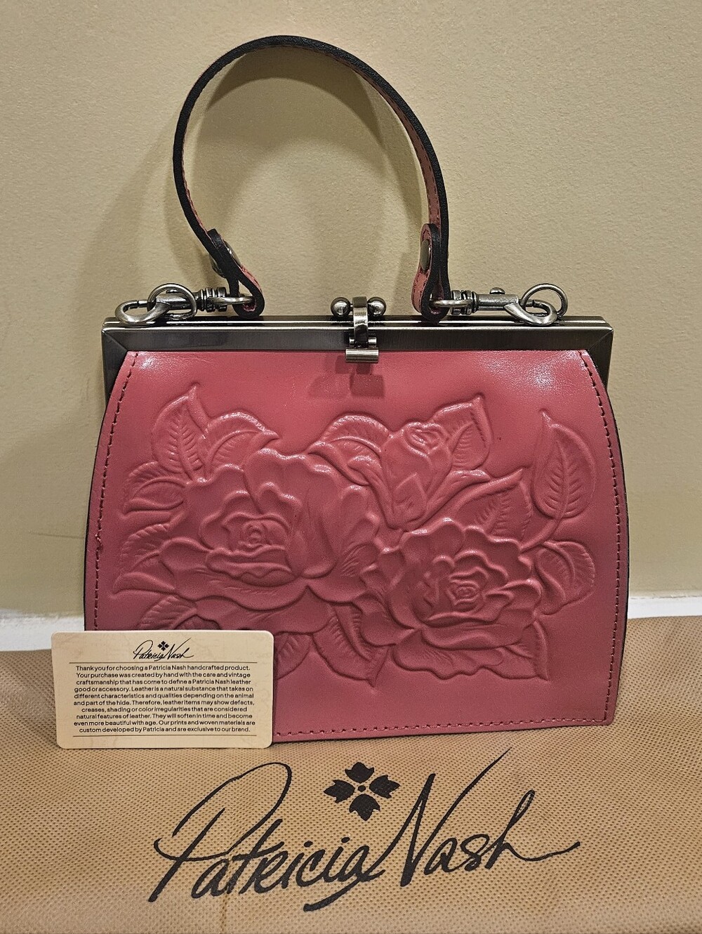 Patricia Nash Rose Tooled Crossbody Satchel - NWT - Picture 4 of 14